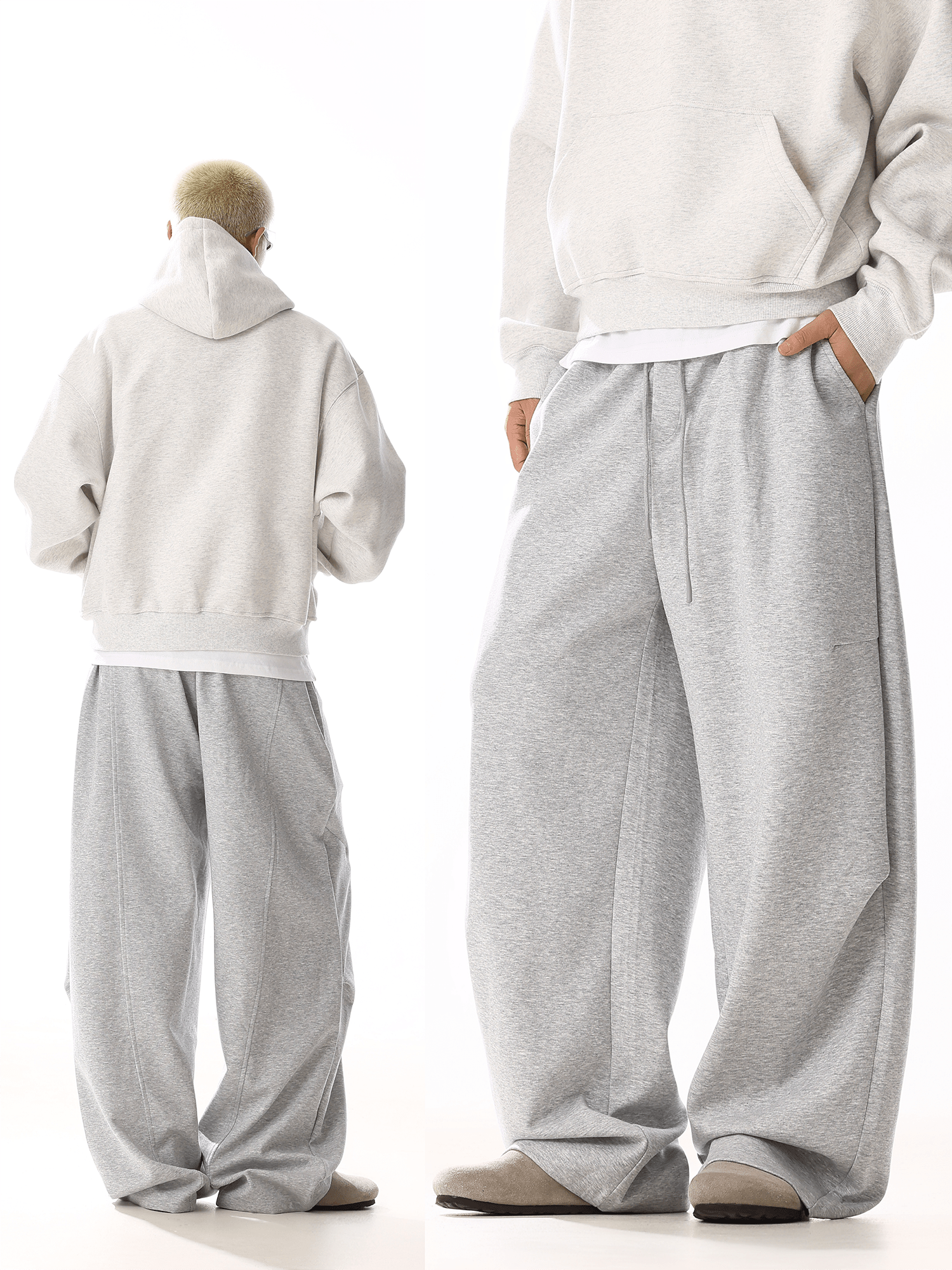 RT No. 19818 GRAY BAGGY STRAIGHT SWEATPANTS – REALTAKAI
