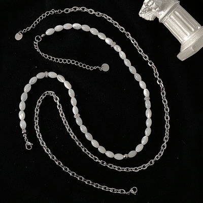 DOUBLE LAYER PEARL CHAIN NECKLACE