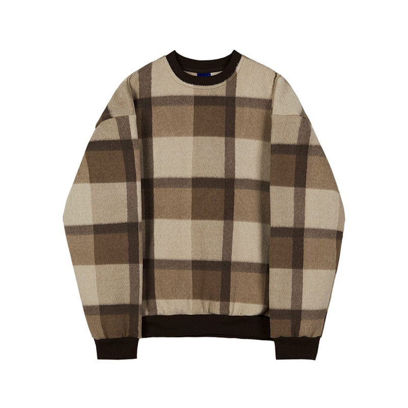 RT No. 3472 WOOLEN KNITTED PLAID SWEATER