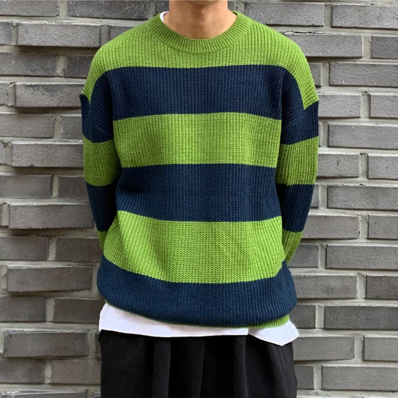 Green black cheap striped sweater