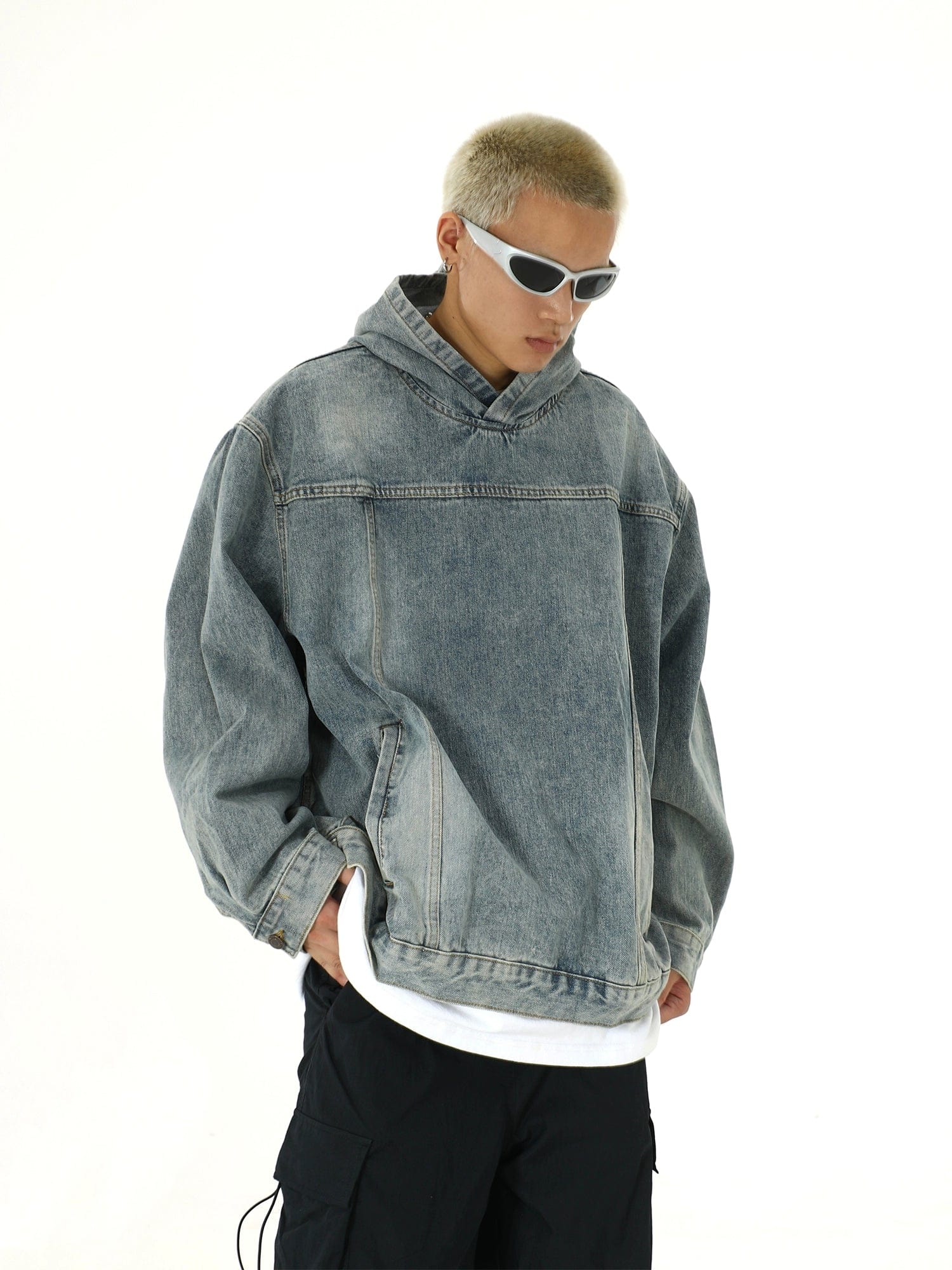 RT No. 10259 HOODED DENIM PULLOVER HOODIE REALTAKAI