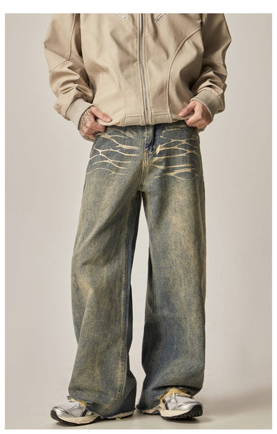 RT No. 11265 DISTRESSED WASHED STRAIGHT DENIM JEANS