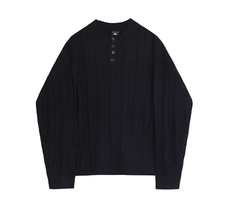 RT No. 11526 TWIST KNIT HENRY COLLAR SWEATER