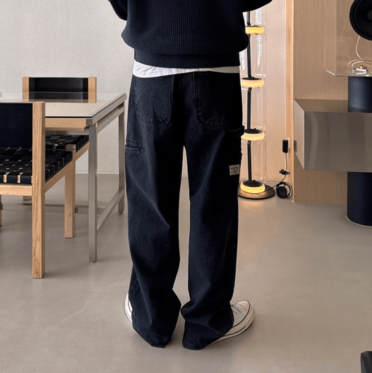 RT No. 11532 BLACK CARPENTER STRAIGHT JEANS