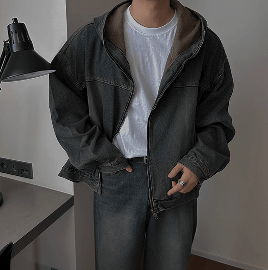 RT No. 11032 INDIGO BLUE DENIM HOODED JACKET & STRAIGHT PANTS