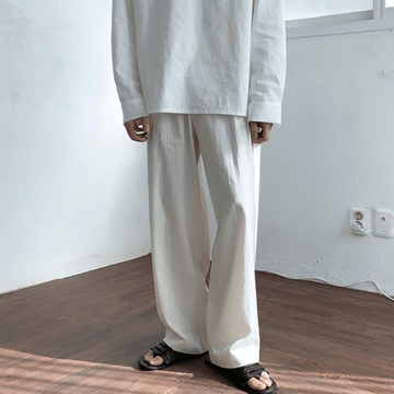 RT No. 9074 LINEN STRAIGHT WIDE DRAPE PANTS