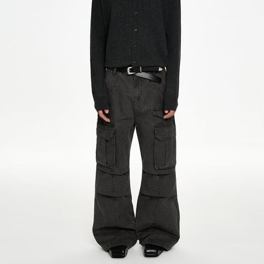 RT No. 50036 GRAY POCKET CARGO STRAIGHT PANTS