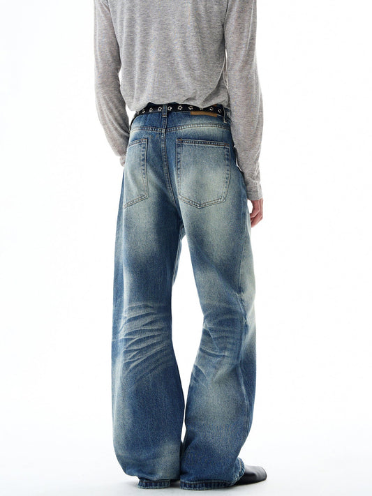 RT No. 32827 WHISKER WASH STRAIGHT DENIM JEANS