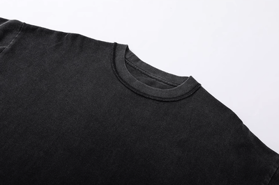 RT No. 9713 WASHED BLACK REVERSE COLLAR TEE