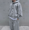 RT No. 11079 GRAY BUTTON-UP HOODIE & WIDE SWEATPANTS