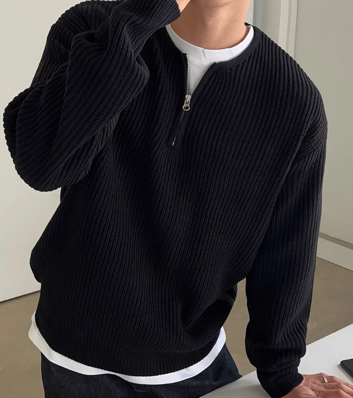 RT No. 11042 KNITTED PULLOVER HALF ZIP-UP SWEATER