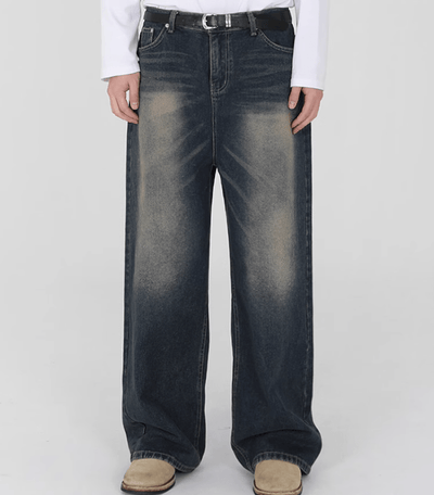 RT No. 10958 WASHED BLUE DENIM RELAX STRAIGHT JEANS