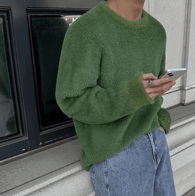 RT No. 11973 GREEN MOHAIR PULLOVER SWEATER