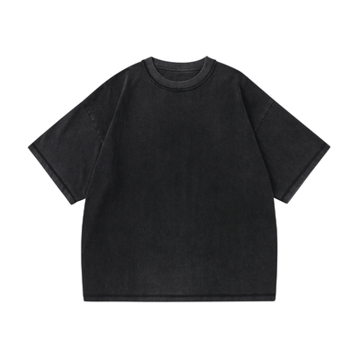 RT No. 9713 WASHED BLACK REVERSE COLLAR TEE