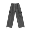 RT No. 11513 GRAY DRAWSTRING WIDE CARGO PANTS