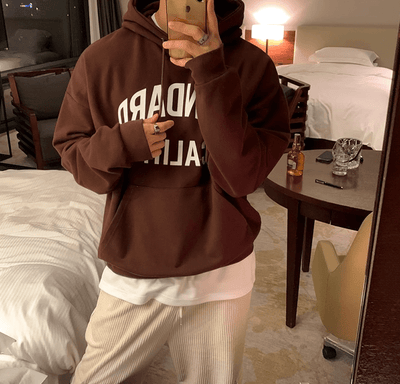 RT No. 11034 BROWN LETTERED HOODIE