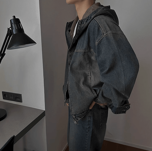 RT No. 11032 INDIGO BLUE DENIM HOODED JACKET & STRAIGHT PANTS