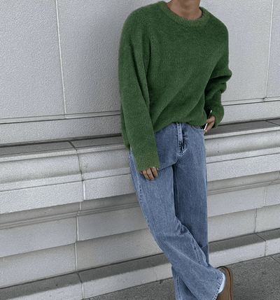 RT No. 11973 GREEN MOHAIR PULLOVER SWEATER