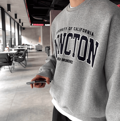 RT No. 11036 GRAY PULLOVER LETTERED CREWNECK SWEATER