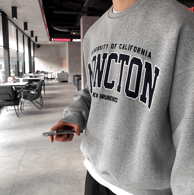 RT No. 11036 GRAY PULLOVER LETTERED CREWNECK SWEATER