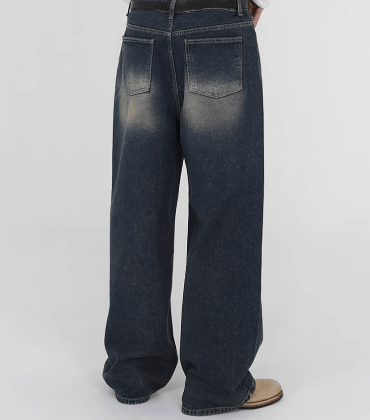 RT No. 10958 WASHED BLUE DENIM RELAX STRAIGHT JEANS