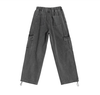 RT No. 11513 GRAY DRAWSTRING WIDE CARGO PANTS