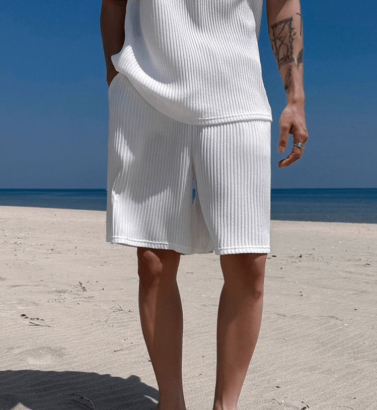 RT No. 11773 VERTICAL KNIT SHORT SLEEVE & SHORTS & STRAIGHT PANTS