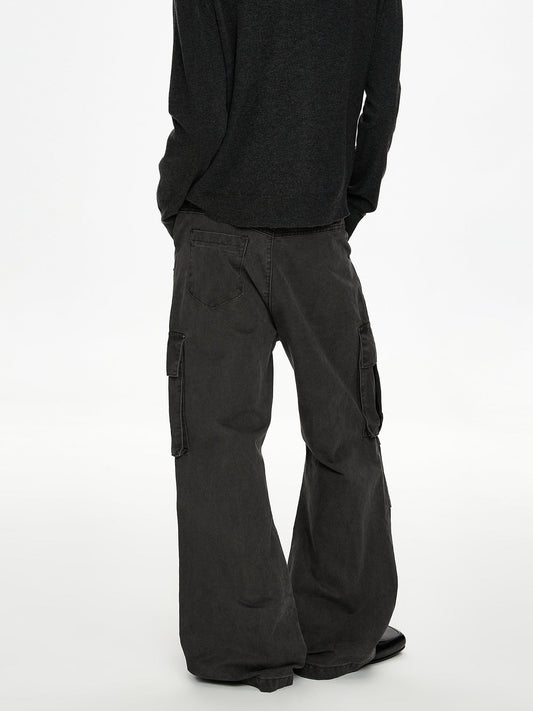 RT No. 50036 GRAY POCKET CARGO STRAIGHT PANTS