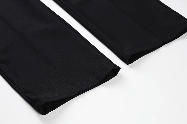 RT No. 9238 BLACK FOLDED STRAIGHT PANTS