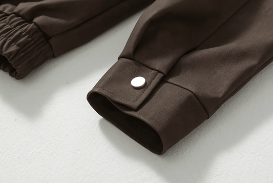 RT No. 11364 BROWN ZIP-UP LEATHER JACKET