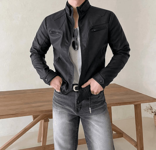 RT No. 12319 LEATHER BIKER JACKET