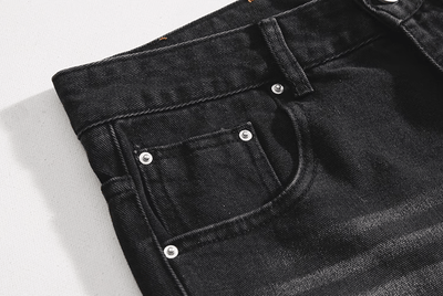RT No. 10348 WASHED BLACK WIDE STRAIGHT DENIM JEANS