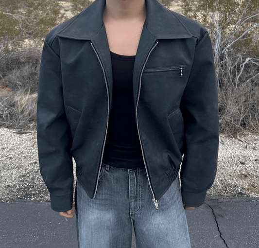 RT No. 12245 LEATHER COLLAR JACKET