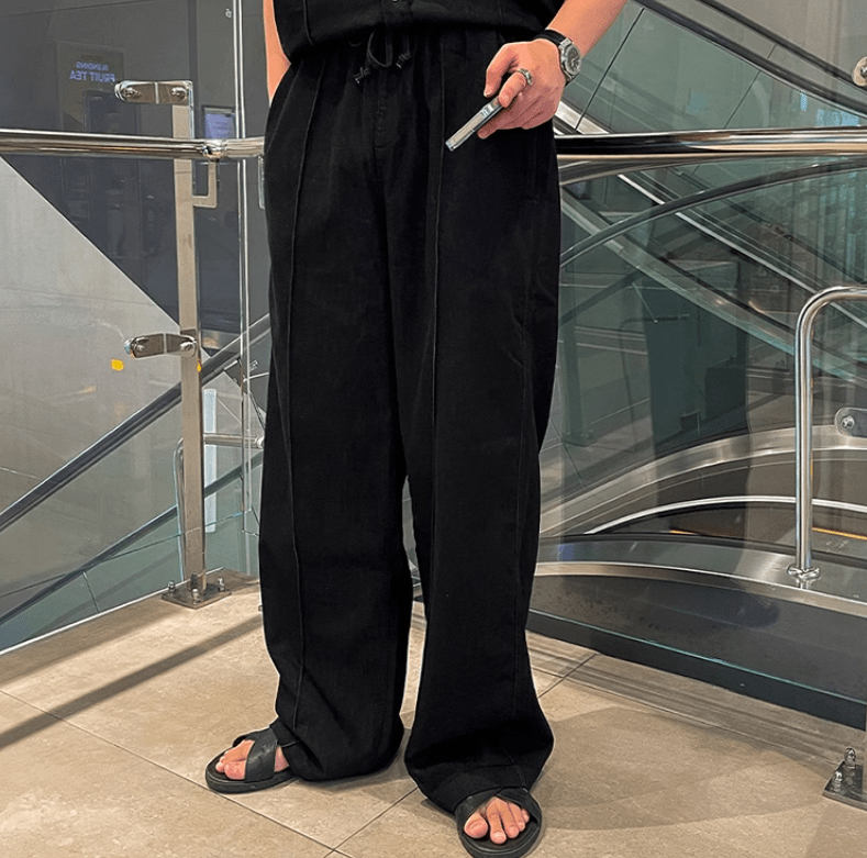 RT No. 11639 BLACK DENIM BUTTON-UP SHIRT & LOUNGE PANTS