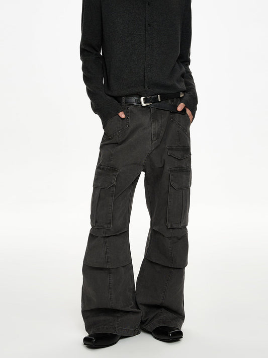 RT No. 50036 GRAY POCKET CARGO STRAIGHT PANTS