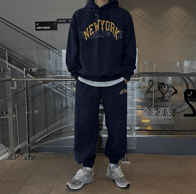 RT No. 11037 LETTERED NEW YORK PULLOVER HOODIE & SWEATPANTS