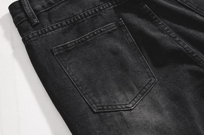 RT No. 10348 WASHED BLACK WIDE STRAIGHT DENIM JEANS