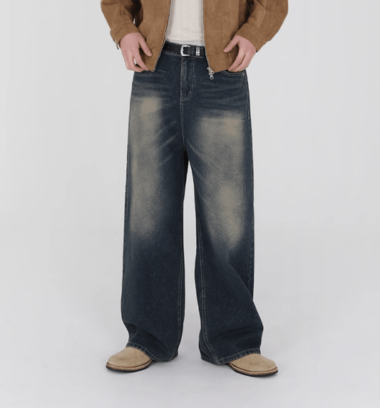 RT No. 10958 WASHED BLUE DENIM RELAX STRAIGHT JEANS