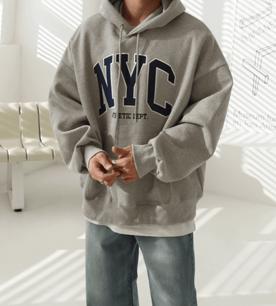 RT No. 11065 NYC EMBROIDERED LETTERED PULLOVER HOODIE