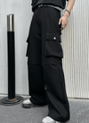 RT No. 9813 BLACK WIDE STRAIGHT PANTS