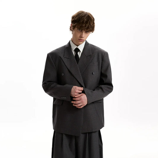 RT No. 40822 STRIPED BLAZER JACKET & PLEATED SUIT PANTS