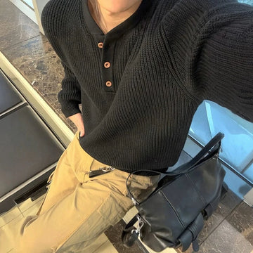 RT No. 32072 KNITWEAR HENLEY COLLAR SWEATER