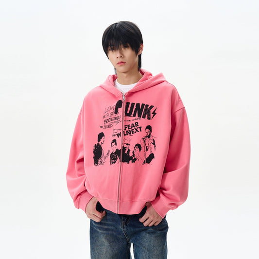 RT No. 12307 PUNK GRAPHIC ZIP-UP HOODIE