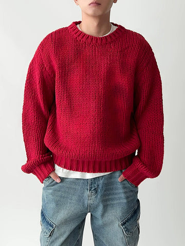 RT No. 12276 RED KNIT CREWNECK SWEATER