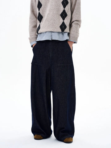 RT No. 29020 BLUE DENIM WIDE STRAIGHT JEANS