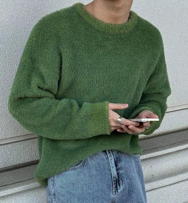 RT No. 11973 GREEN MOHAIR PULLOVER SWEATER