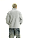 RT No. 11449 LIGHT GRAY ZIP STAND COLLAR SWEATER