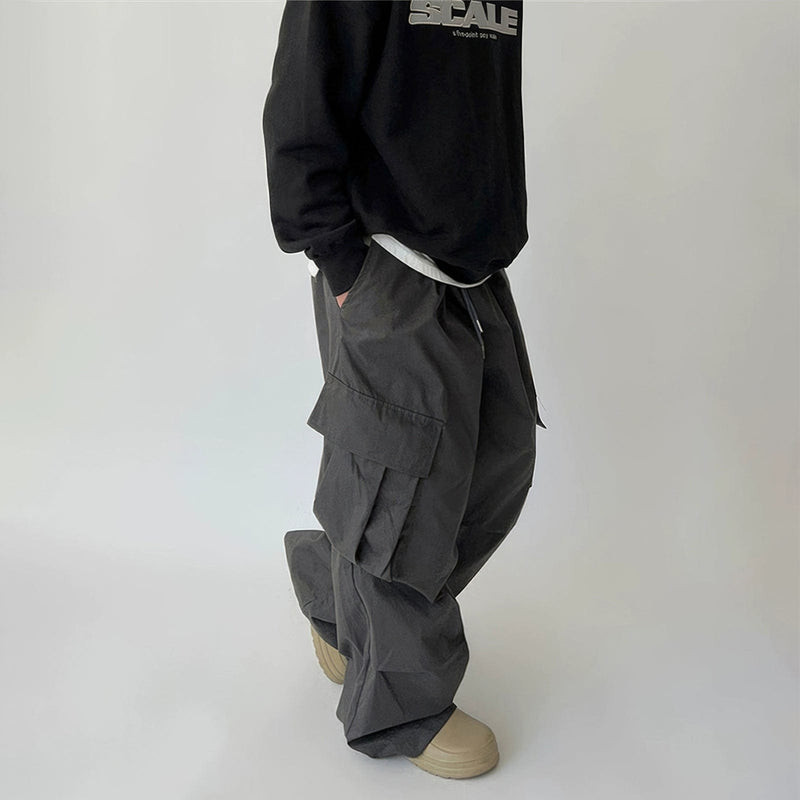 RT No. 11855 MULTI-POCKET PARACHUTE STRAIGHT PANTS