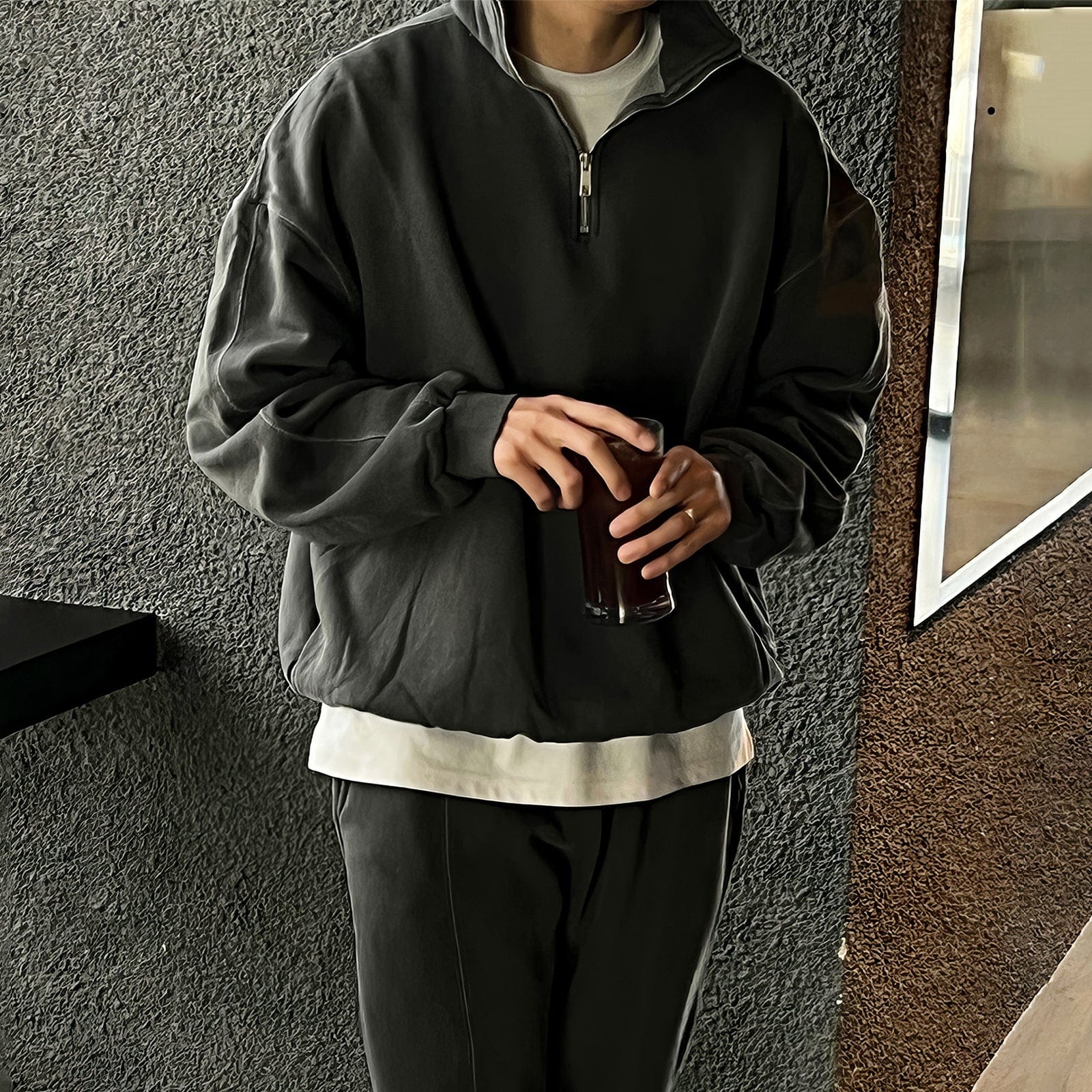 新品24-25greenclothing HeavyJK+MovementPNT RT No. 12455 DARK GRAY HALF ZIPPER SWEATER & SWEATPANTS – REALTAKAI
