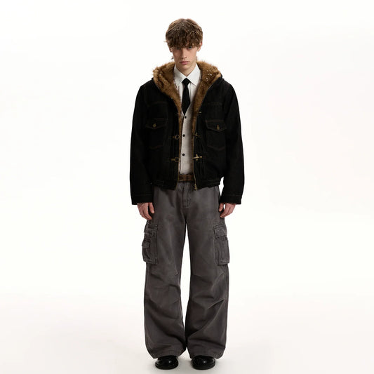 RT No. 41999 KNIGHT BUCKLE FUR DENIM JACKET